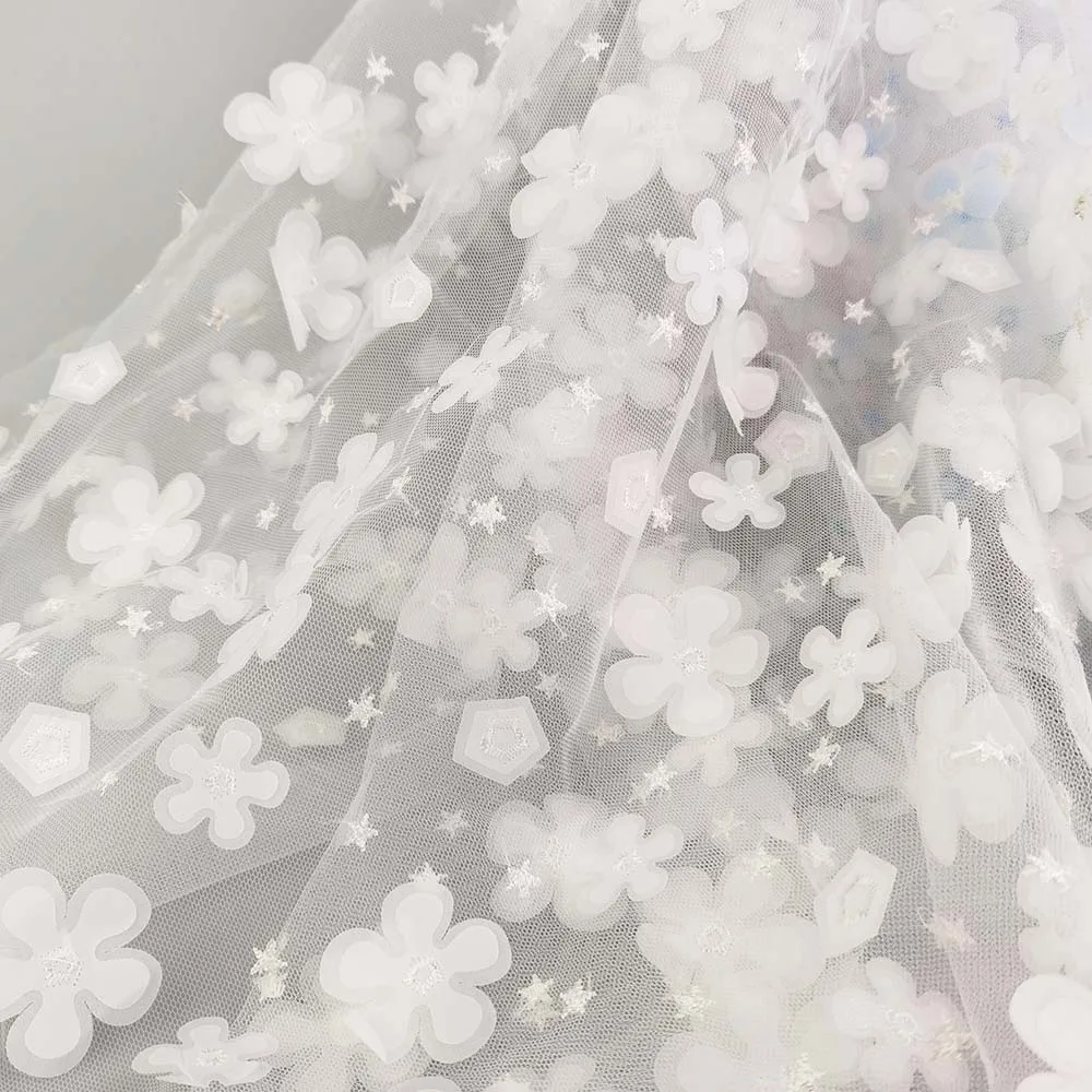 3D Flower Design Tulle Embroidery fabric