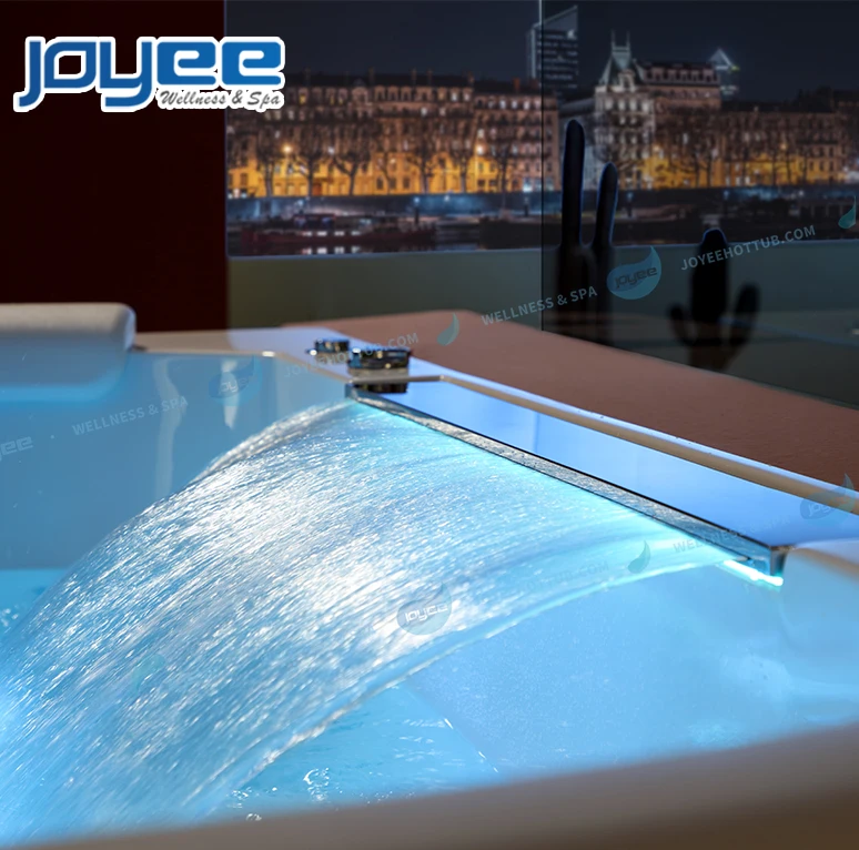 JOYEE Bathroom Jakuzi Indoor SPA Acrylic Baignoire Jakuzi with TV Whirlpools 2 Persons Bathroom Shower Bathtub LED Balneo
