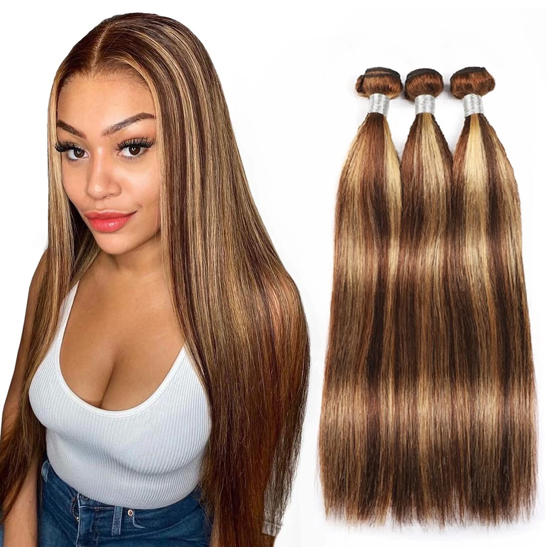 Factory direct hair weaves p 4 27 color 100% Brazilian virgin human hair two tone ombre hair extension bundles