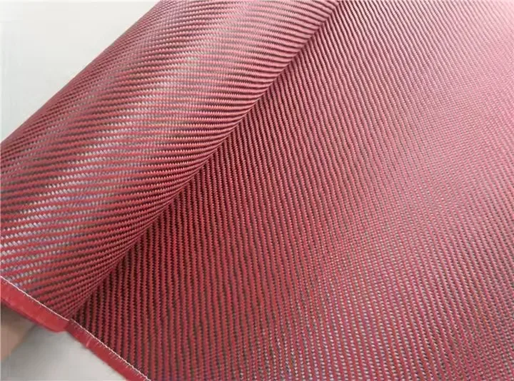 best quality carbon fiber fabric 3k red silver spread tow twill  carbon fiber fabric roll price