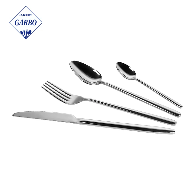410(13/0) Wholesale restaurant cutlery silver gold cutlery sets stainless steel flatware table knife fork tea spoon for wedding