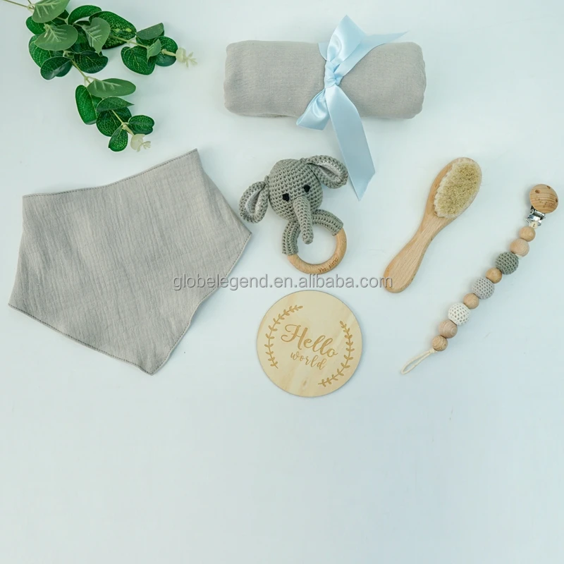 Customization hippo Bunny Elephant Rabbit Reindeer Cow Giraffe Fox Baby Wooden Ring crochet Rattle Toys Handmade Crochet gift se