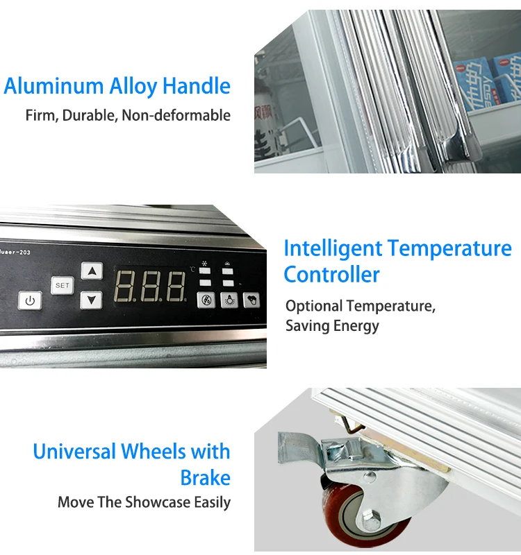 Air cooling system 2 glass door refrigerator freezer with adjustable shelf