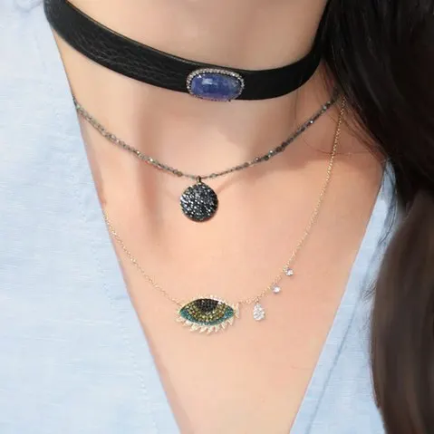 Promotion 2021 new arrived Gold color lucky Turkish jewelry evil eye eyelash design women fashion necklace collar chain