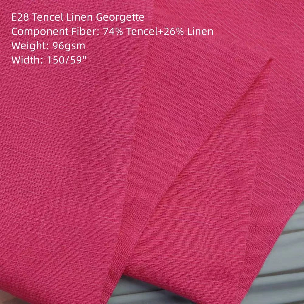 E28 High quality Tencel Linen Georgette plain dyed solid fabric for dress 22 colors available for sale