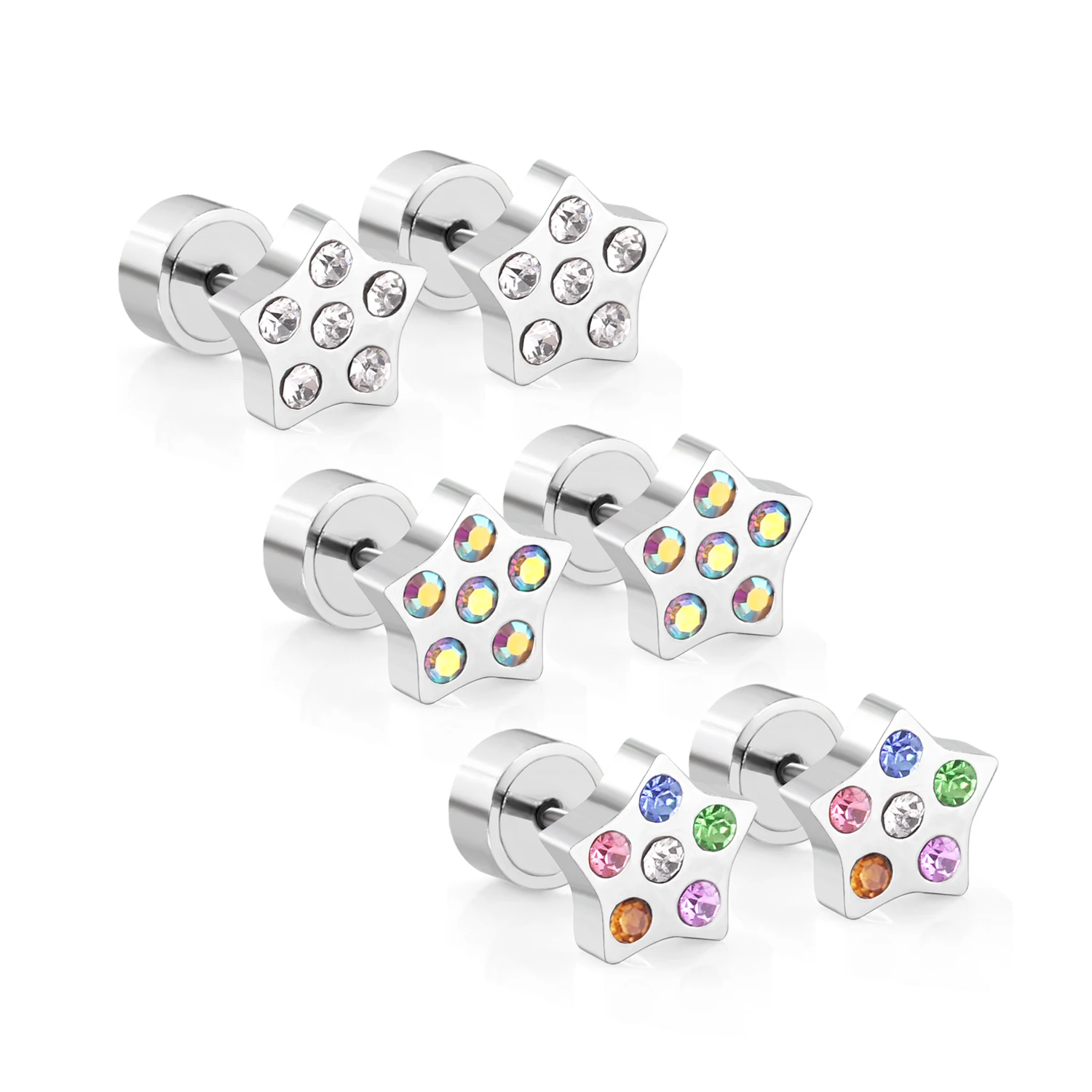 Cheap Jewelry Set Star Shape Jewelry Type Stud Earrings Girls Screw Back Earrings