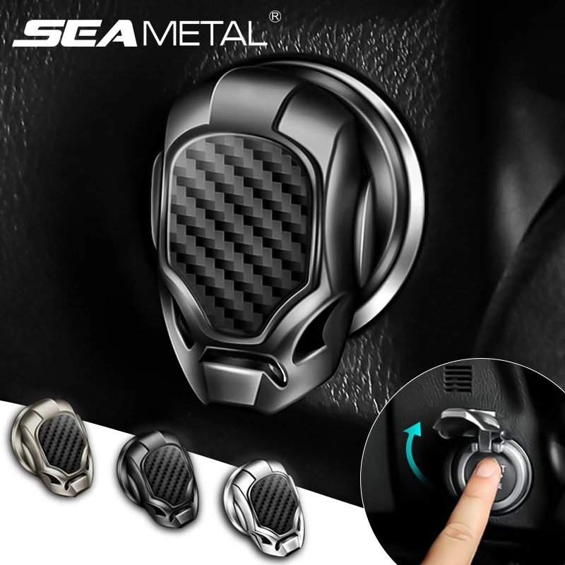 Car one-button Start Universal Car Engine Button Cover Zinc Alloy Start Stop Switch Decorative Carbon Fiber Flip Up Lid