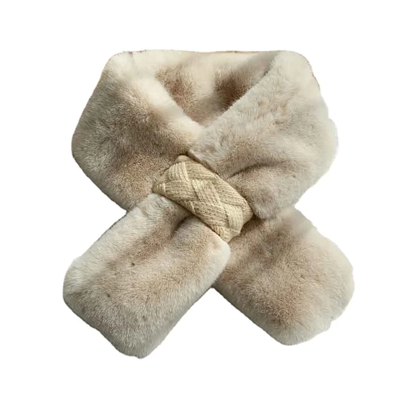 Новый Модный осенне-зимний детский милый шарф однотонный воротник из искусственного кроличьего меха теплый Рождественский