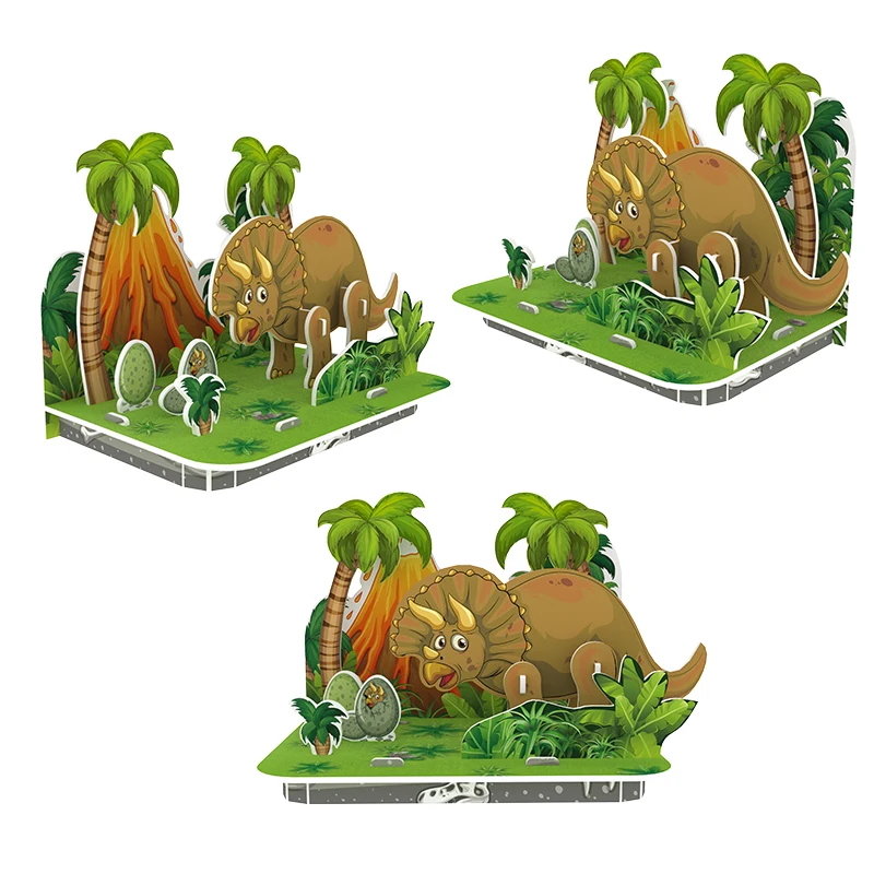 New Hot Items 4 in 1 Assembly Jurassic dinosaurs World with jungle scene 3D foam Puzzles Kids Education Game puzzles