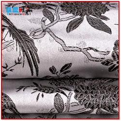 Unique Design Bird Flower Pattern Imitation Silk Brocade Satin Dress Jacquard Fabric For Ancient Cheongsam Tang Suits