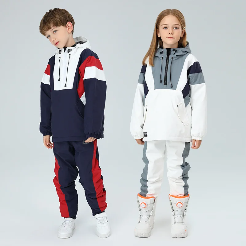 Manufacturers Children Winter Snow Wear Snowsuit Windbreaker Jacket Waterproof Pants Warm Thick Ski Suit Boys Girls Snow Suit