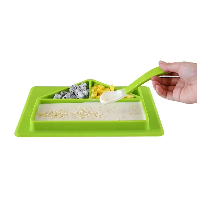 Dishwasher safe 1set baby silicone soft complementary food training tableware