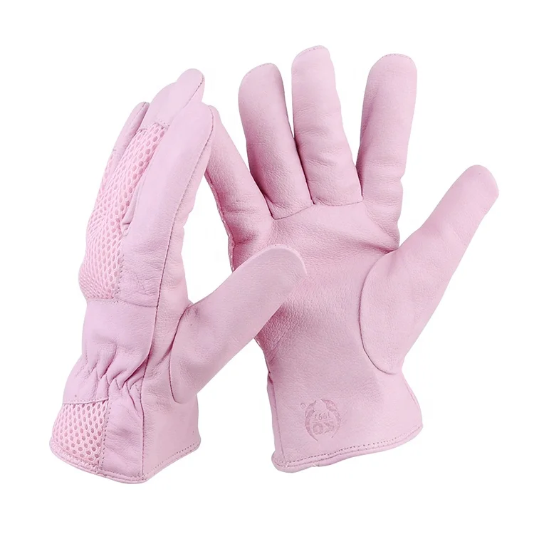 KKOYING leather pink work gloves Anti-Impact Anti-Static Protective leather work gloves
