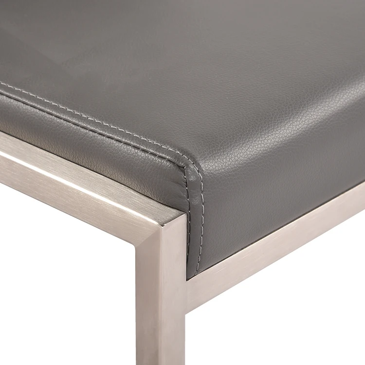 Modern Bar Counter Stools Kitchen Furniture Leather High Chair Brushed Stainless Steel Luxury Stackable bar chairs
