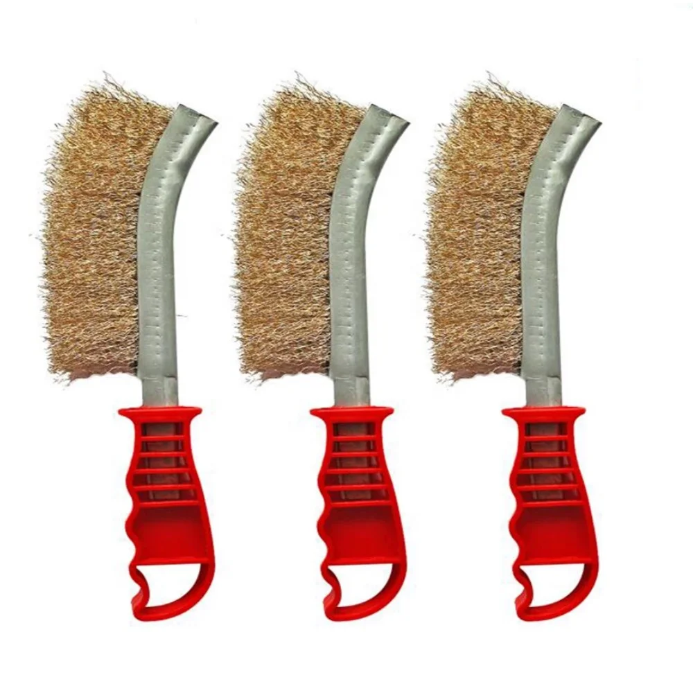 konaflex-Copper Steel Wire Brush with Handle Anti-rust Cleaning and Polishing Tool Gap Cleaning and Rust Removal Brush