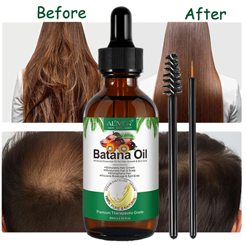 ALIVER 60ml Pure Natural Moisturizes Scalp Strengthens Hair Batana Oil Bulk Private Label Organic Batana Oil for Hair Growth