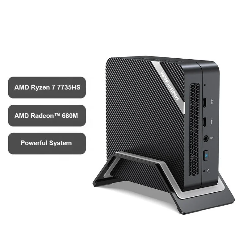 MINISFORUM UM773 Lite New Small Desktop Computer AMD Ryzen 7 Portable Office PCIe4.0 SSD Windows 11 Pro Barebone Gaming Mini PC