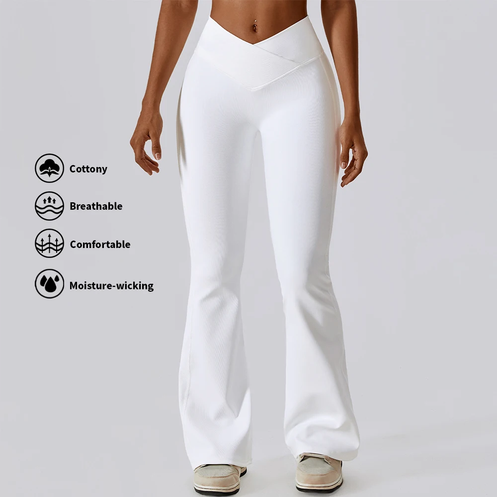 Custom Workout Gym Fitness Sets Flared Yoga Leggings Women Gym Wear V Waisted Shape Butt Lifting Wide Leg Yoga Pant
