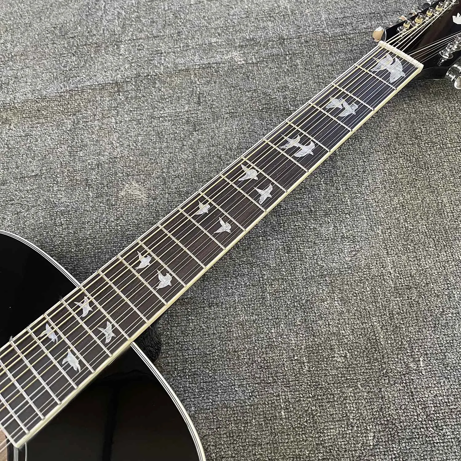 Custom 12 strings acoustic guitar in black painting