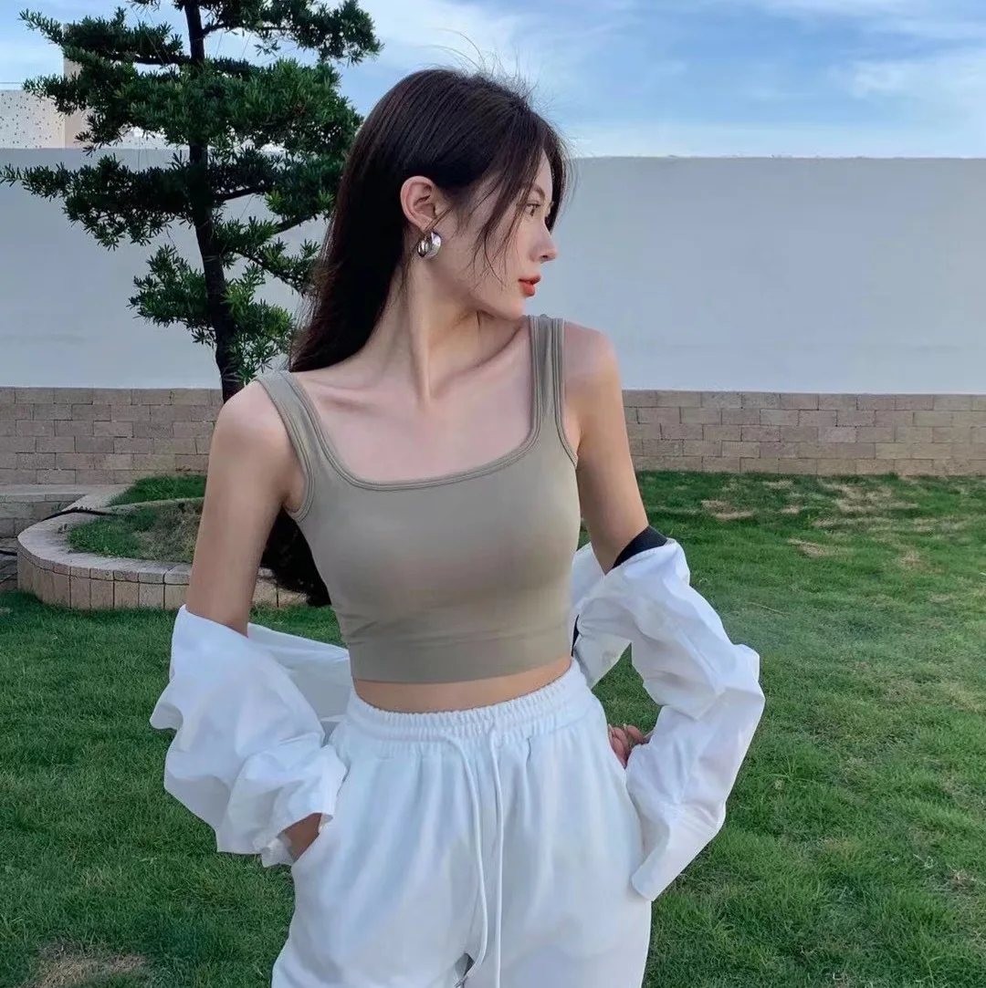 
Seamless Simple Outside Wearing U-shaped Female Breast-wrapped Strapless Girls Small Breasts Camisole Seamless Vest Tank Top 