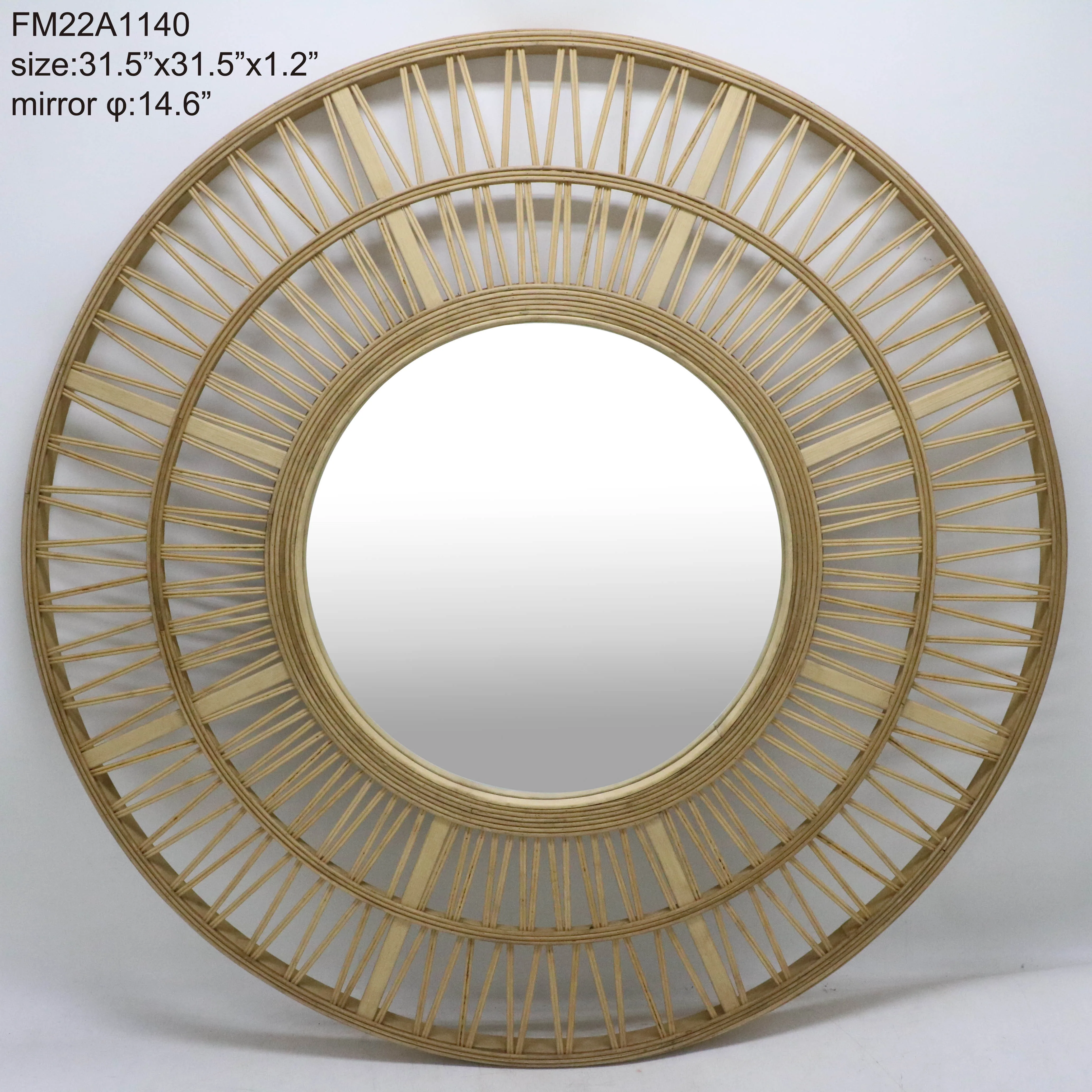 Eco-Friendly Handmade Craft Rattan Wall Mirror Bali Style Rattan Bamboo Mirror