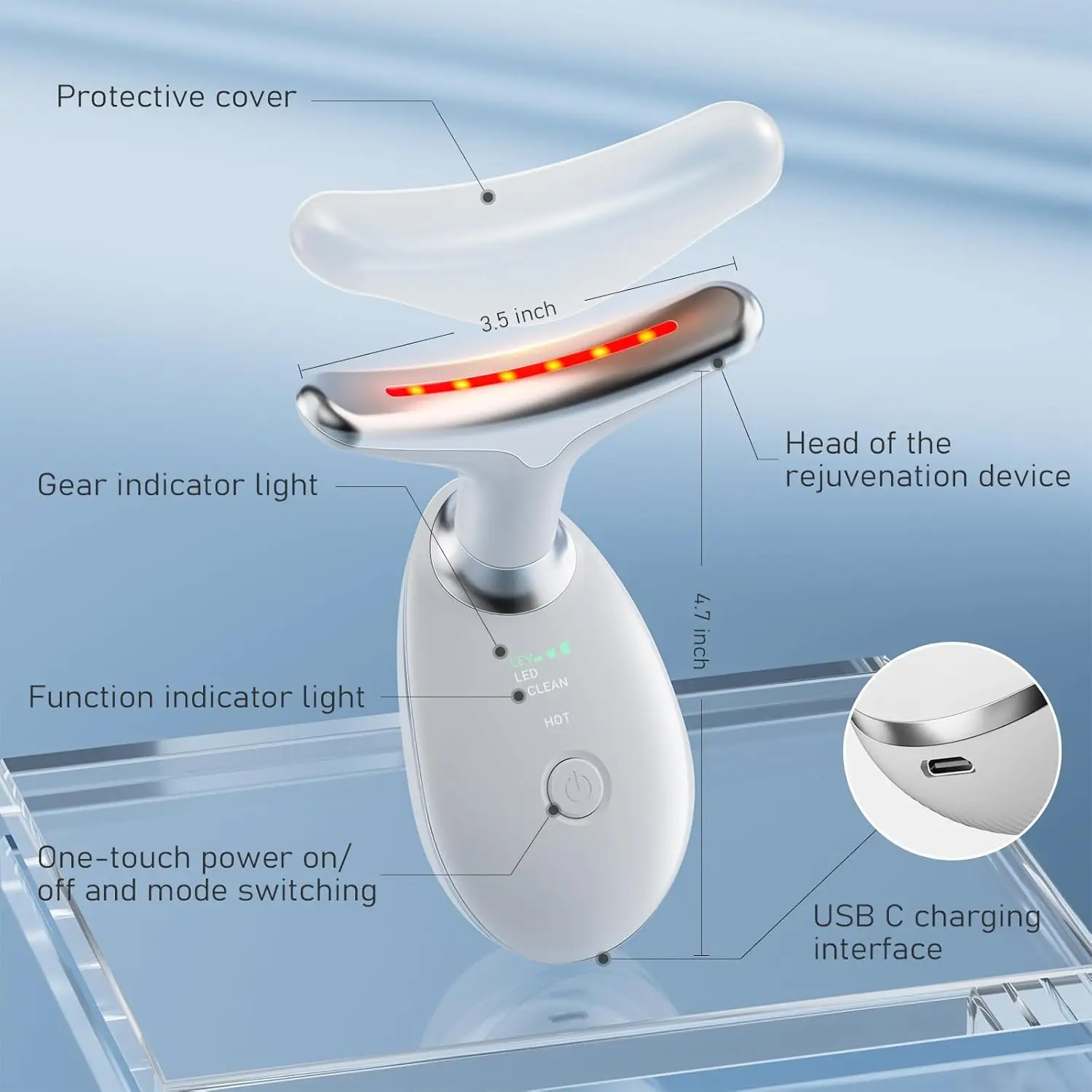 Best seller home use led photon therapy ems double chin v shape lift belt vibration facial slimming lifting massager device