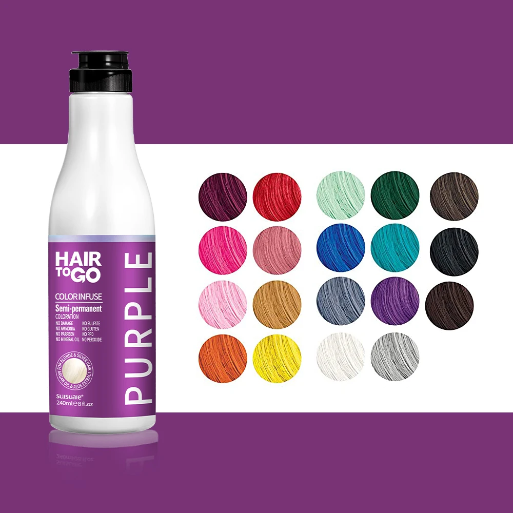 100 Moq Private Label Multi Color Hair Dye Semi Permanent Ammonia Free Black Blue Purple Hair Color Shampoo