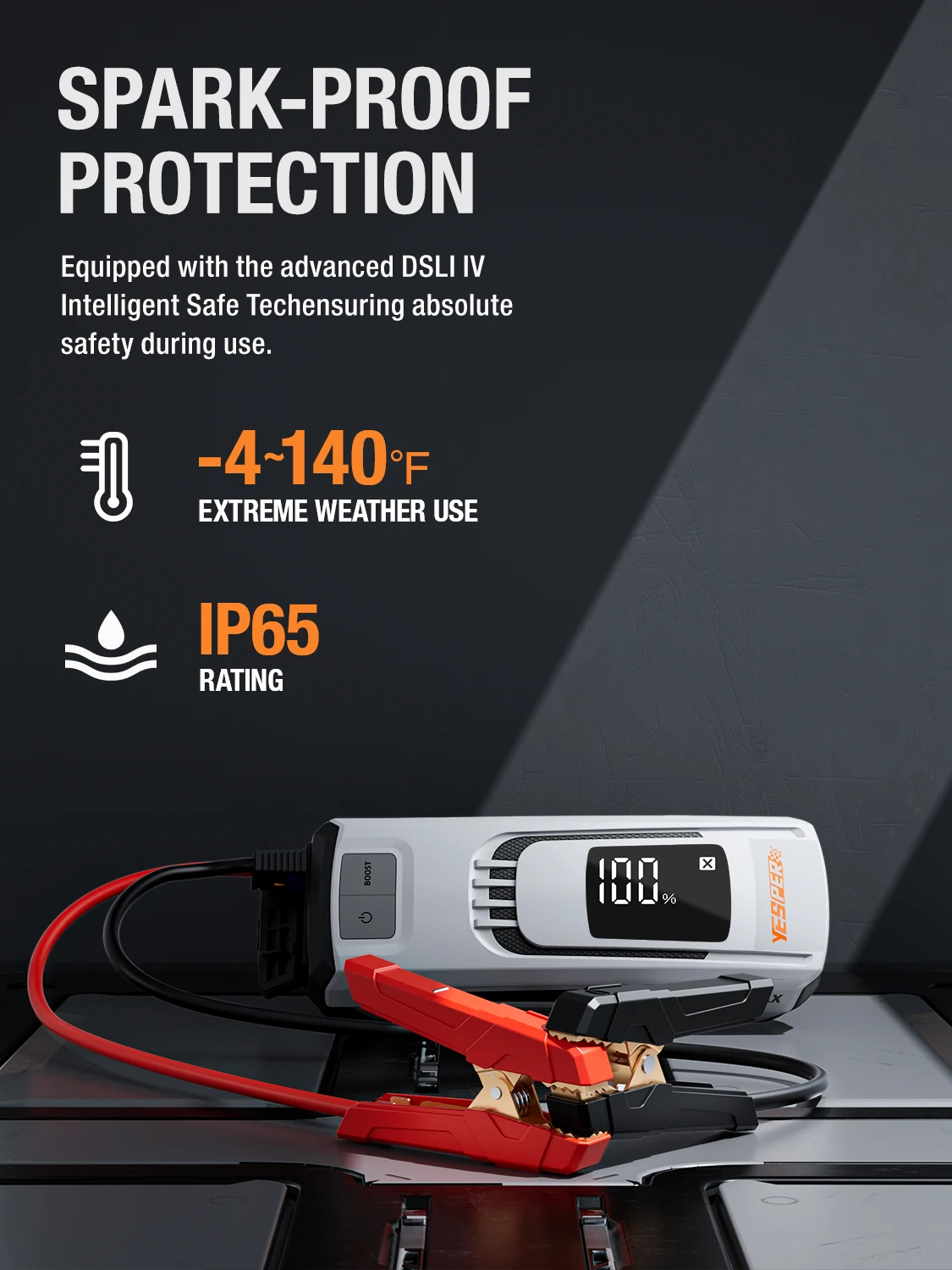 yesper best quality jump starter fast charging car booster with large screen portable battery booster