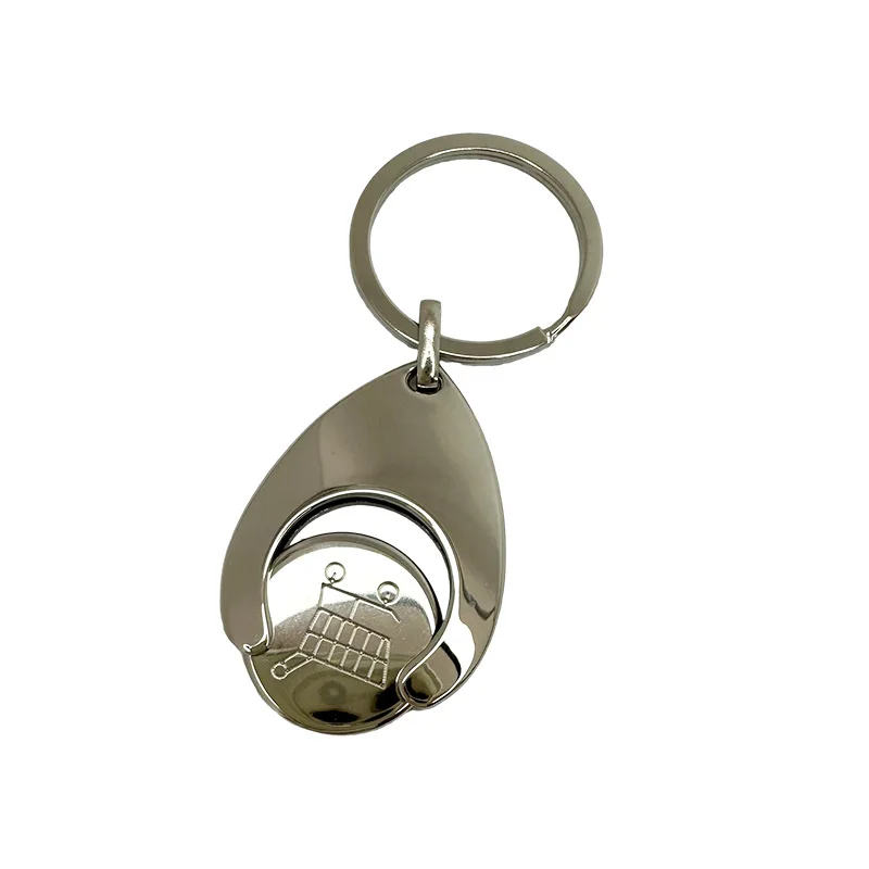 Metal token keychain can be laser engraved logo small gift cart pendant  Hot euro dollar