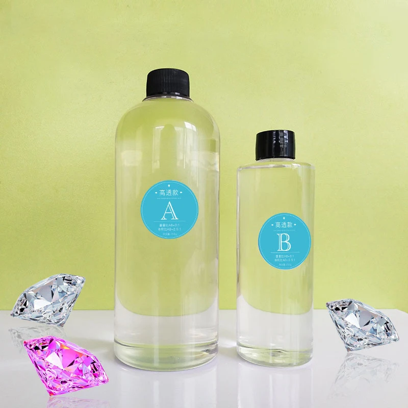 Factory Epoxy Resin 1kg 3:1 crystal drop glue high transparent epoxy AB glue DIY handmade bulk package
