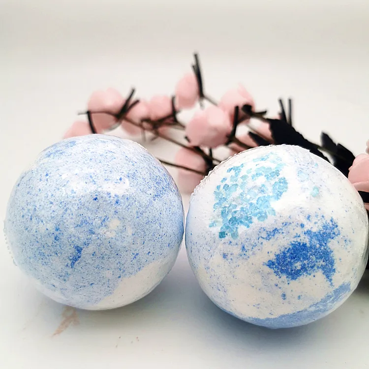 
Blue and white ocean style bath bombs fragrance sea salt fizzy bath bomb OEM 