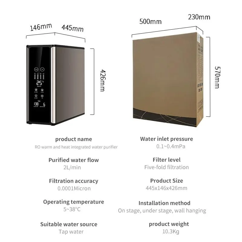 OEM/ODM Tempered Glass Panel Water Machine Built-in Intelligent Sensor Module Water Cleaner RO Water Purifier for Homes