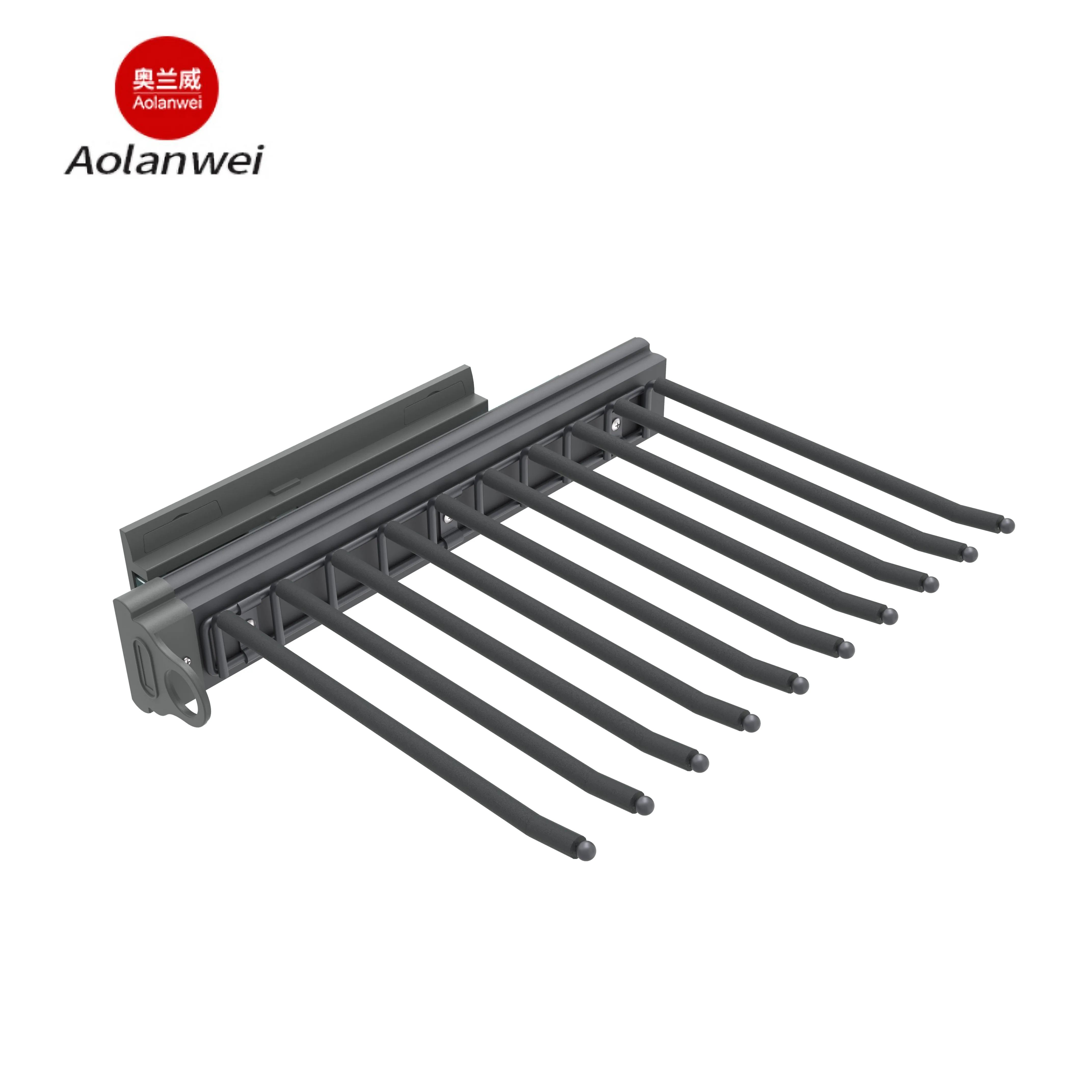 Bedroom Closet Wardrobe for Dresses Accessory Pull Out Sliding Aluminum Laundry Pants and Shirt Hanger Side Mounted Trouser Rack
