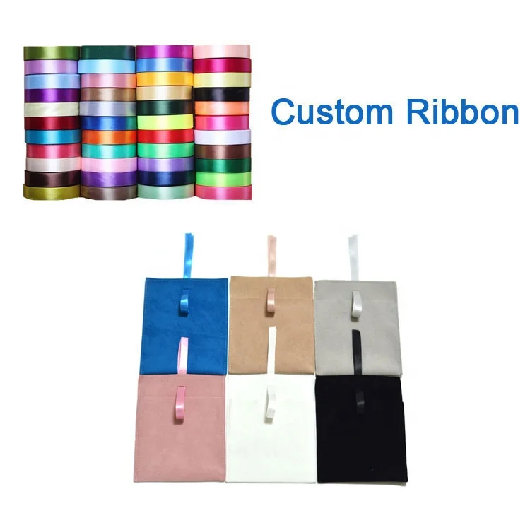 Custom size and logo felt jewelry bag pouches envelope style with ribbon