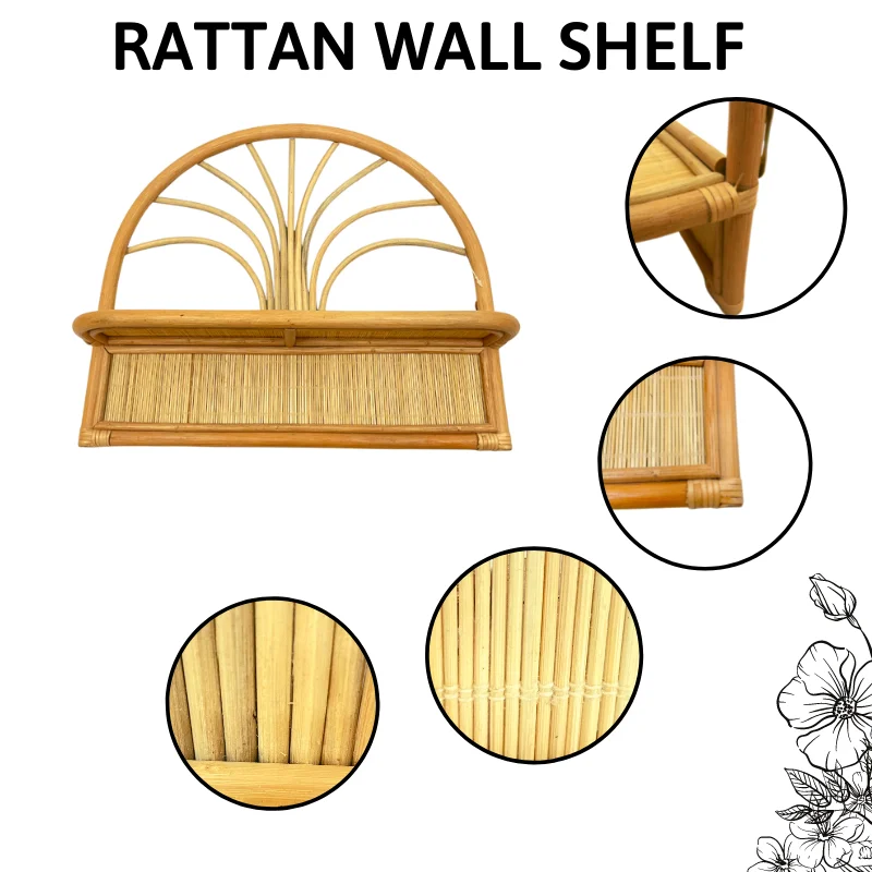 Premium Quality Natural Color1 Tier Wall-Mounted Arch Shelf Combined With Bamboo Surface From Vietnam
