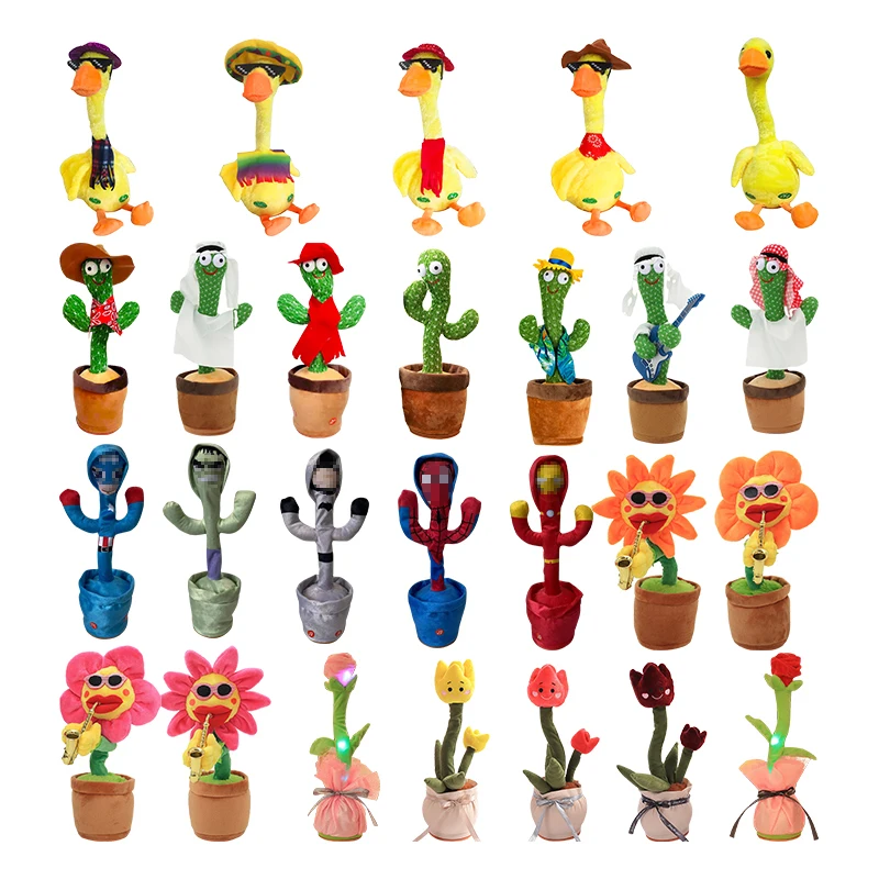 Wholesale kids gift stuffed animals toys Flowerpot Twisting Cactus Plush Doll Toy Electric Talking Singing Dancing Cactus Toy
