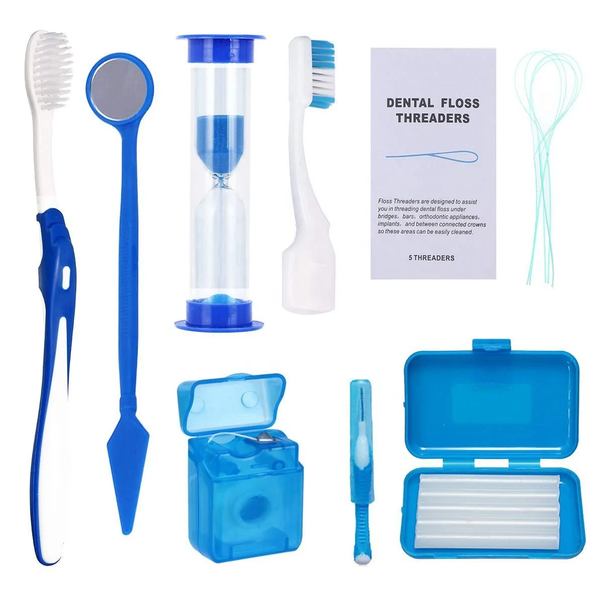 8pcs Teeth Portable Oral Care Dental Hygiene Kit Orthodontic Cleaning Kit