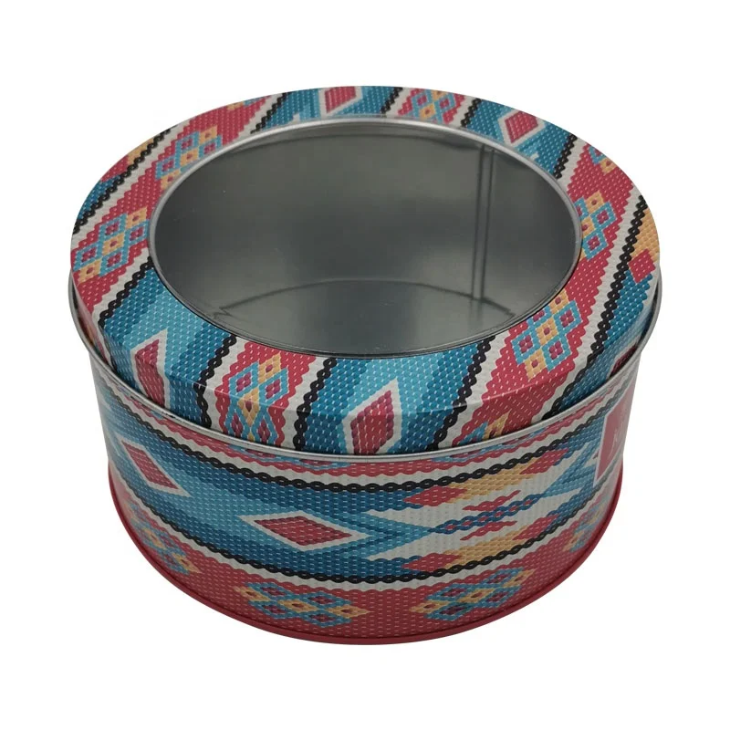 Custom Metal Tinplate Round Cookie Tins With Window