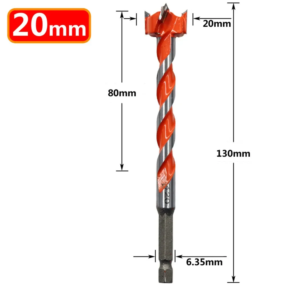 1PC Extended Woodworking Hole Opener Alloy Thread Drill Bit With Hexagonal Handle Door Lock Hole Wooden Board Hole Drill Bit