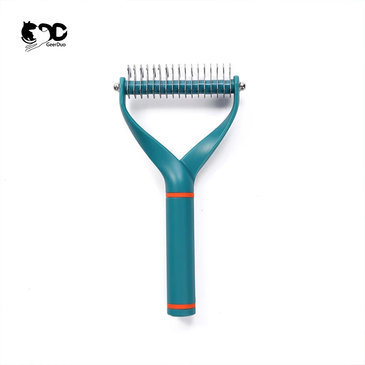 GeerDuo 2 in 1 Comb Stainless Steel Open Knot Clean Hair Dog Brush Cat Grooming Brush Removal Deshedding Tools