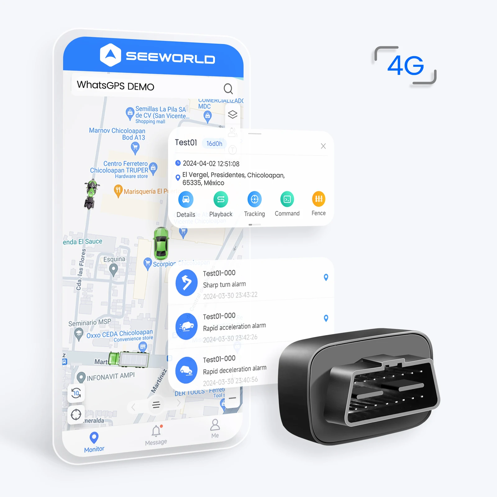 Virtual Fuel Engine Cut Off 4G OBD Car GPS Diagnostic Tool GNSS Tracker With Microphone