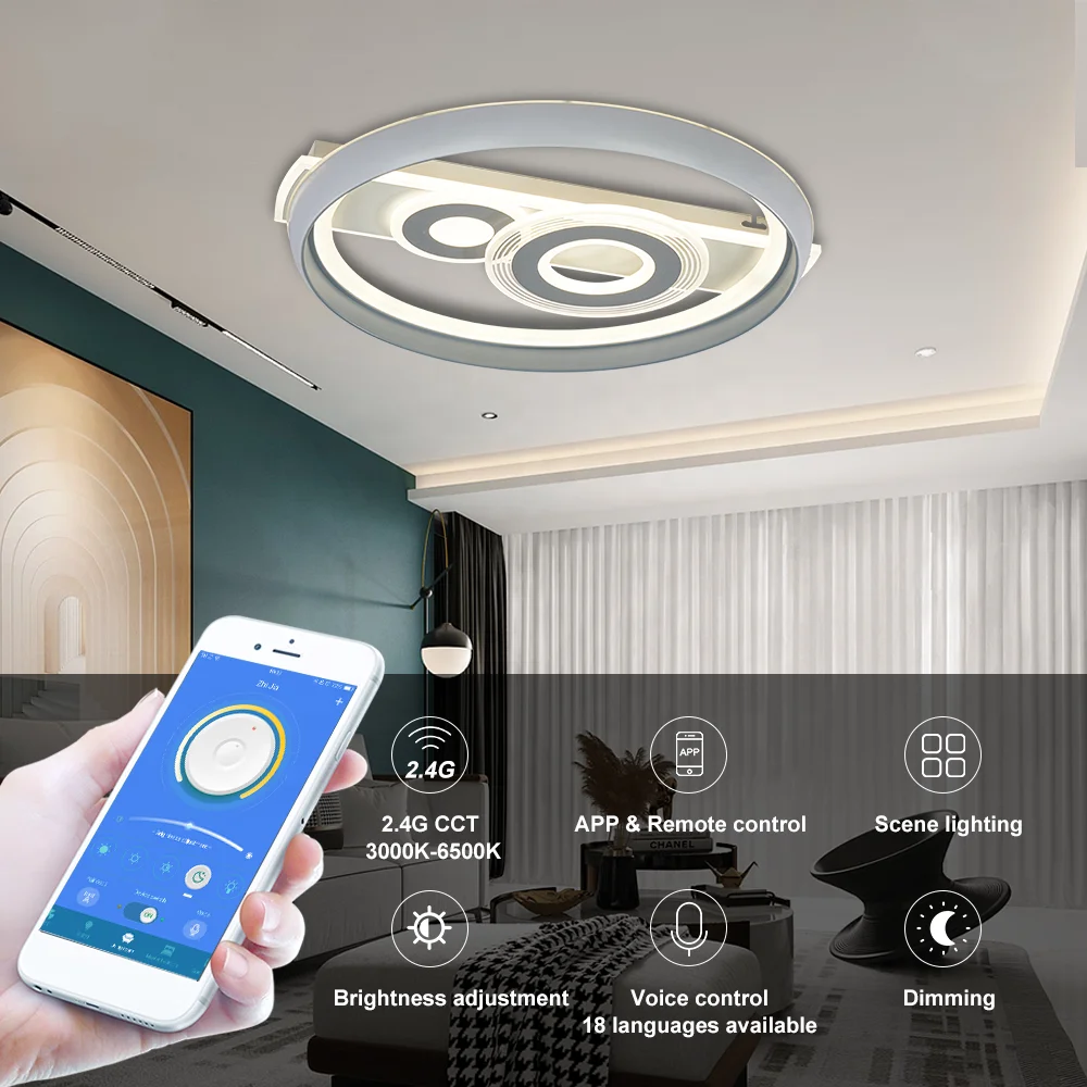 ENVIS plafonnier led livarno modern home  lux led dimmabl remote control led ceiling phone APP cct change residential ceilling
