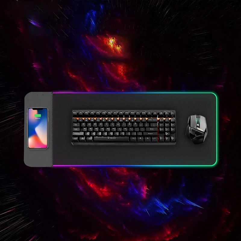 wireless charger large gaming RGB mouse pad charger for mobile phone charging or mouse pad used gaming mouse pad