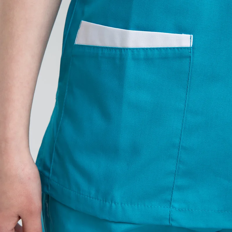 Jinteng Unisex Nurse Uniform Set Polyester Cotton Woven Beauty Salon Surgical Gown Dental Operating Room ICU Brushing Suit