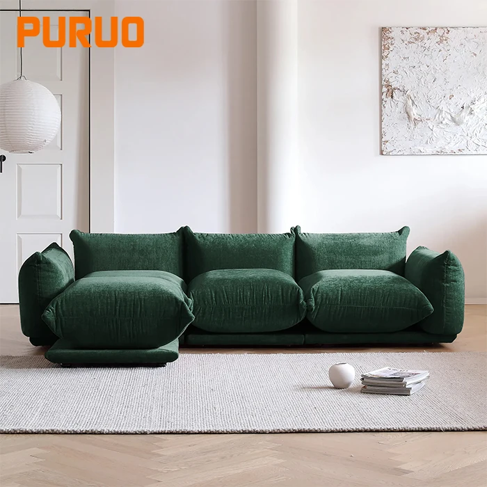 Puruo Foshan мебель высокого качества nordic boucle teddy итальянский дизайнер l-образные бежевые диваны для виллы дома роскошь