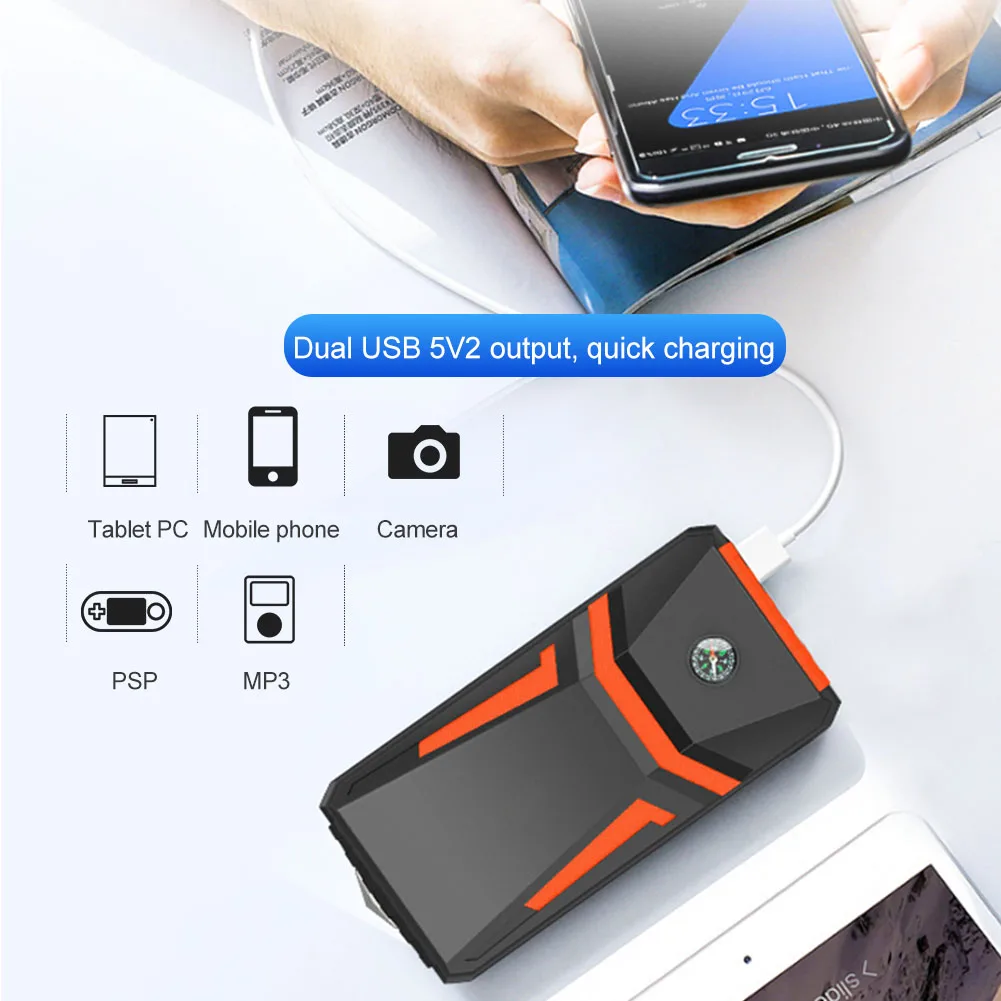 Rocfly 10000mAh Car Jump Starter Power Bank 2000A 1000A Car Battery Charger Auto Emergency Booster Starting Device Jump Start