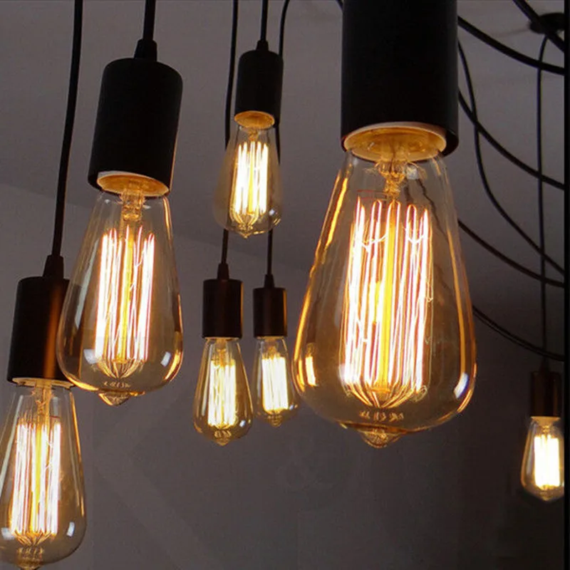 ST64 Edison 60 Вт ретро лампы 110V E26 с короткозамкнутым ротором нити антикварная лампа накаливания винтажная