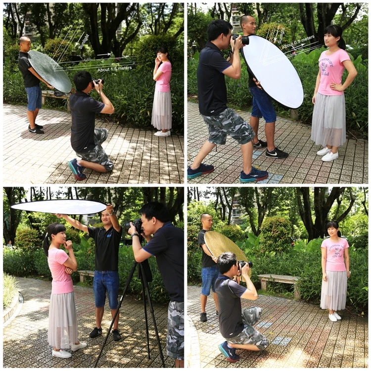 Professional 60cm Camera Flash Light Reflector Disc 5 in 1 Interface Color Photography Studio Reflector