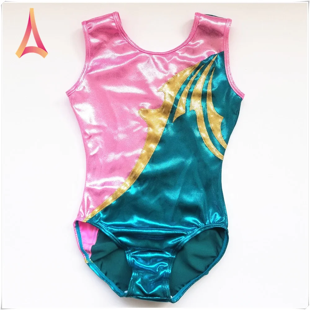 Two-tone Spandex Foil gymnastics team leotard for training leotard adult