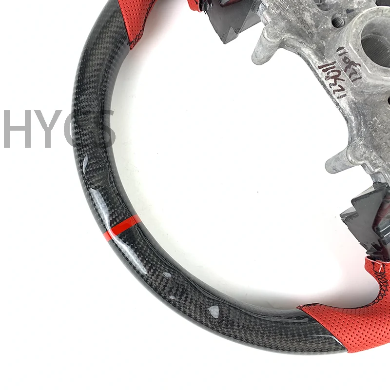 for Honda Accord 2018 2019 2020 2021 2022 10th Generation Carbon Fiber Steering Wheel Red Perforated Leather